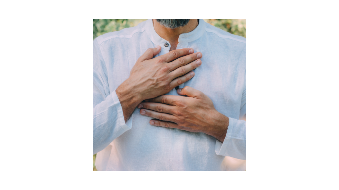 Man calm heart mediation