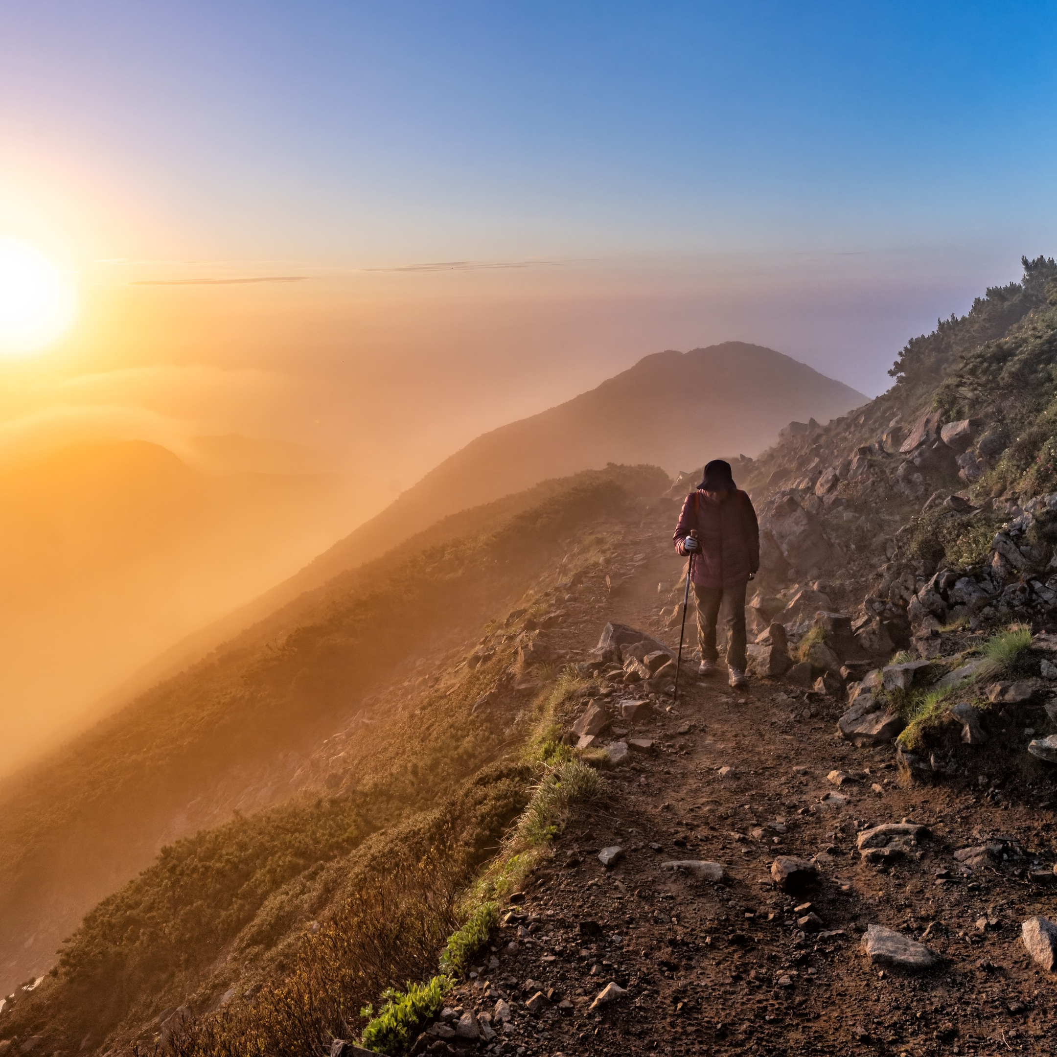 climb a mountain path