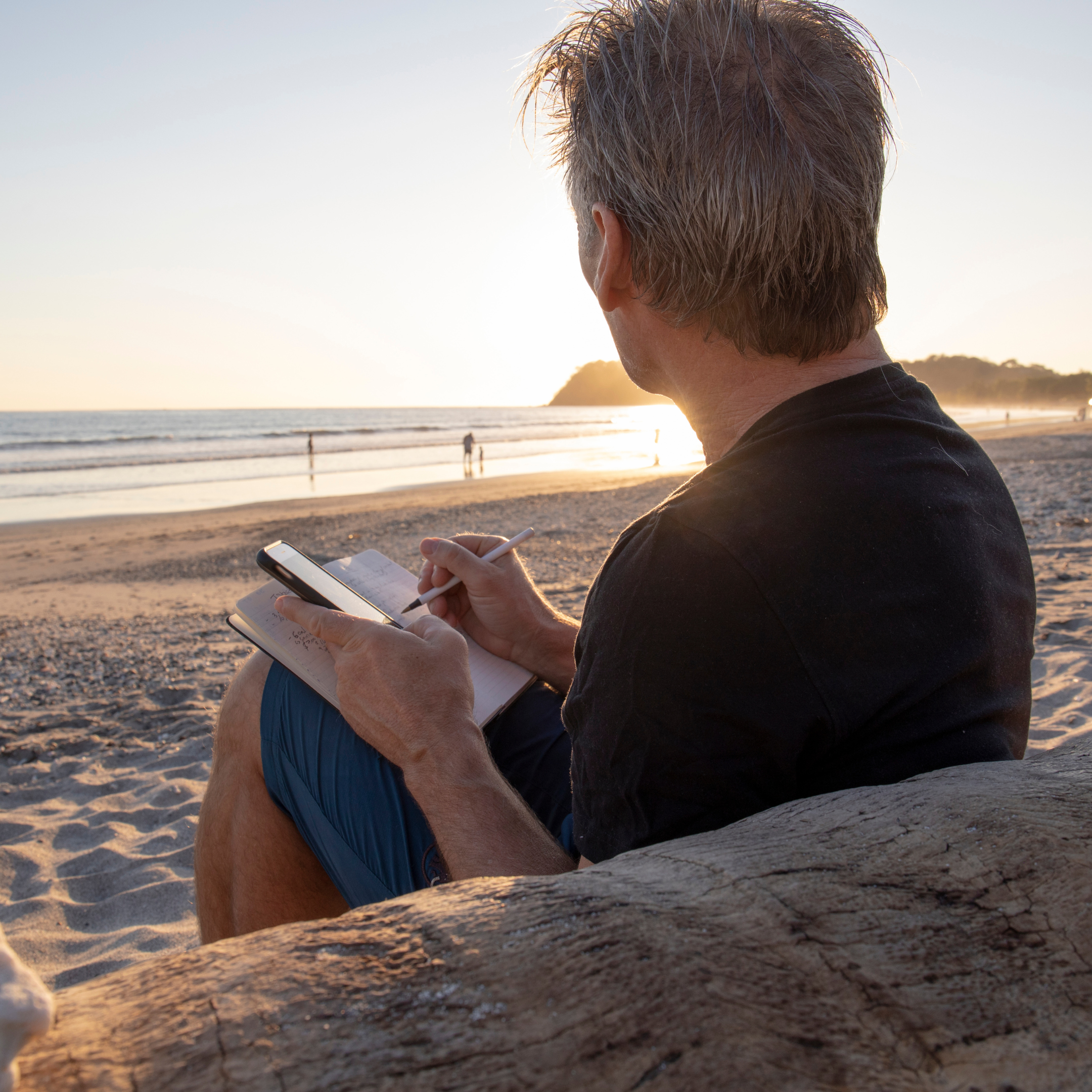 journaling on the beach