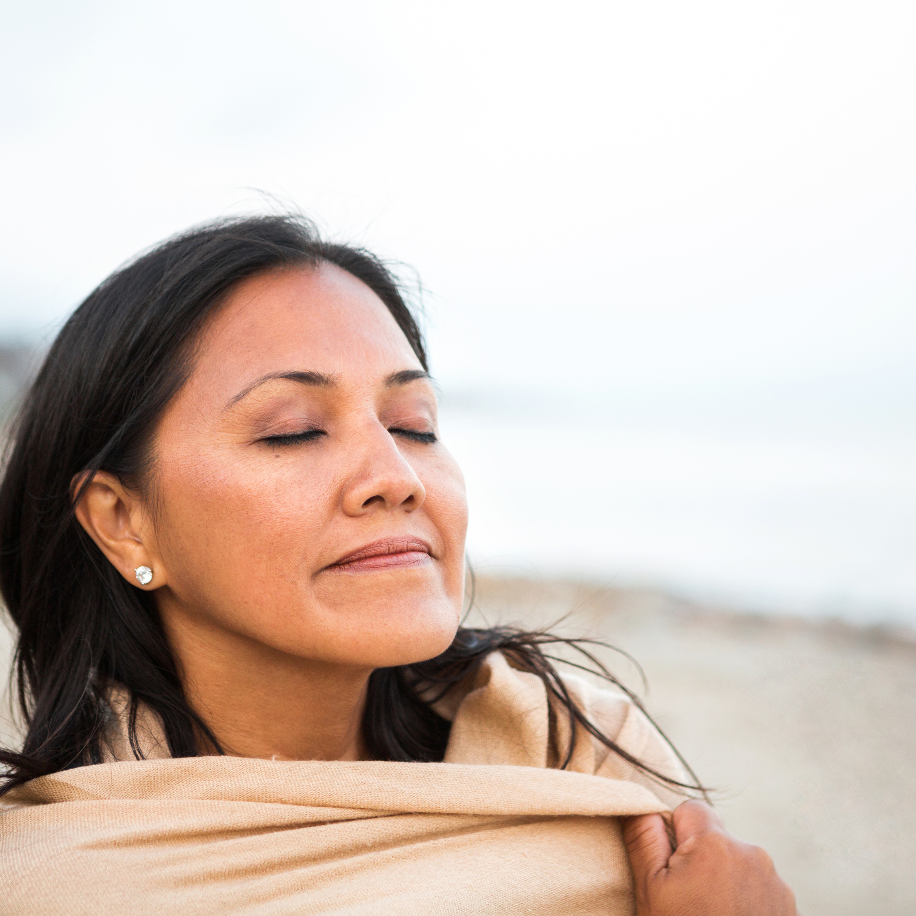 peaceful asian lady