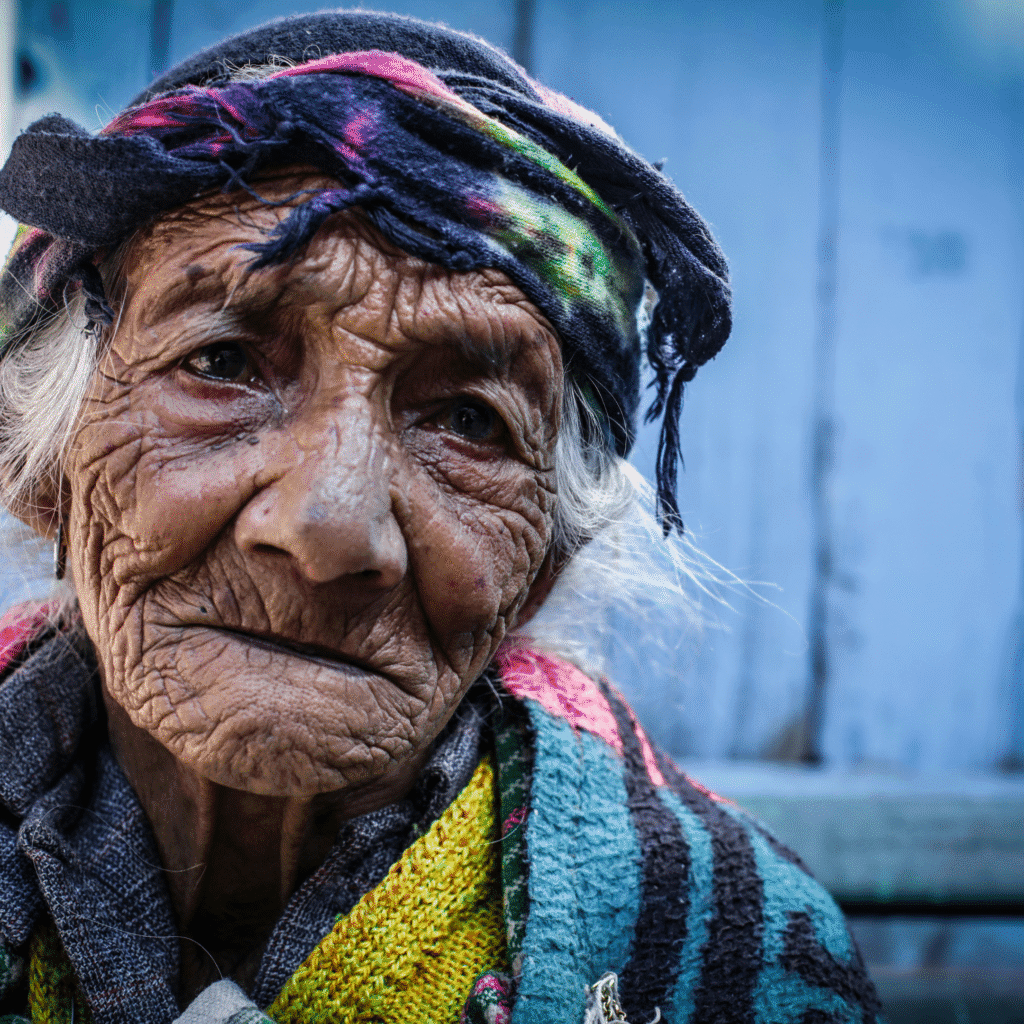 wrinkled face