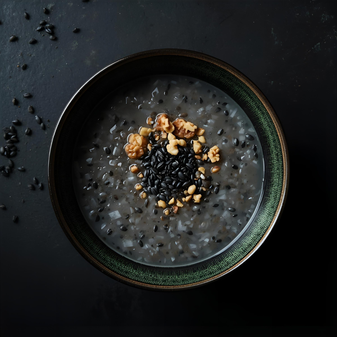 black sesame and walnut congee